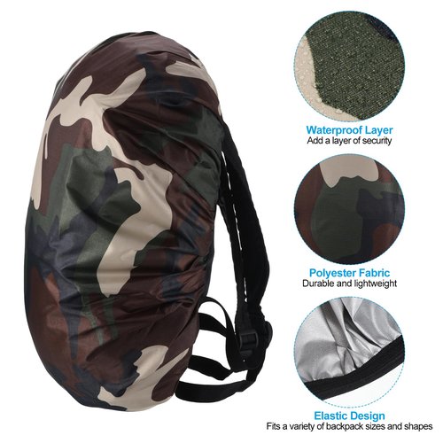 PATIKIL 20-28L Waterproof Rucksack Cover, Non-Slip Backpack Rain Cover for Travel, Hiking, Camping, Climbing, S, Classic Camo