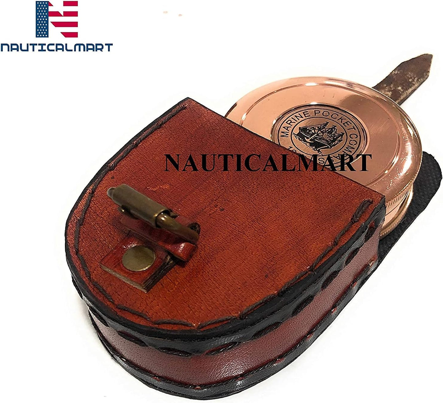 NauticalMart Robert Frost Brass Poem Compass - Copper Finish Pocket Pirate Compass