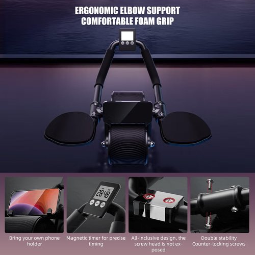 Uota Ab Roller Wheel with Elbow Support, Automatic Rebound Abdominal Wheel,Ab Roller for Abdominal Exercise Machine,Abs Workout Equipment,Trainer Fitness Belly Training for Men & Women