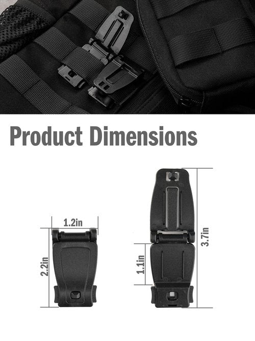 VIPERADE VAB2 10 Pack Multipurpose Molle Clip for 1" Molle Webbing, Web Dominator Buckle, Tactical Molle Strap Management for MOLLE Webbing Attachment Backpacks/Pouch/Bag (Black)