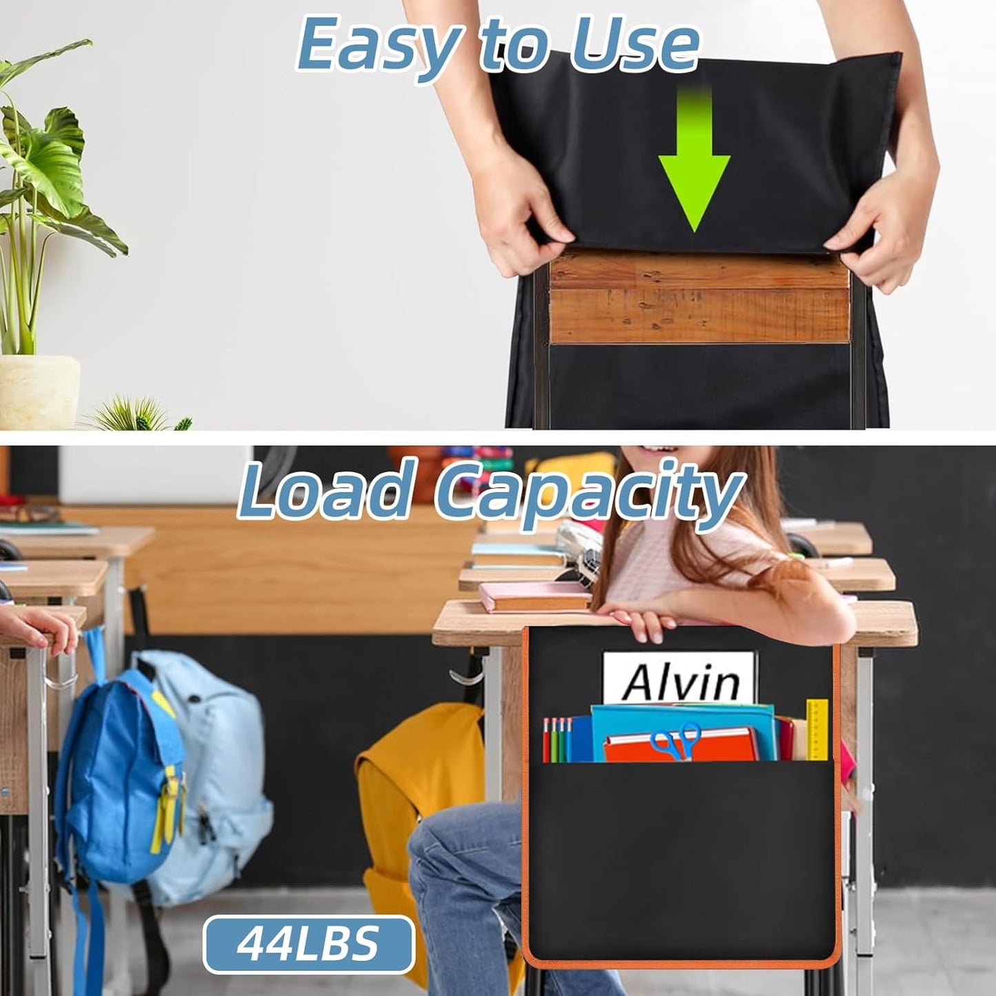 24 Pcs Chair Pockets for Classrooms, Student Chair Pockets, Classroom Chair Pockets, Seat Pockets for Classroom Chairs, Seat Sacks for Classroom Chairs, Seat Sack