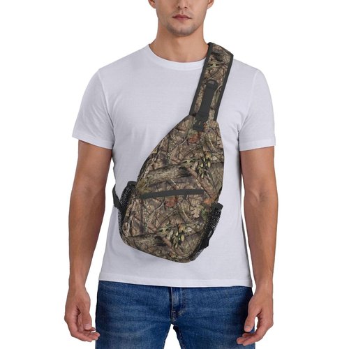 Yaemikoo Hunting Camouflage Camo Forest Sling Backpack Crossbody Sling Bag Casual Chest Bags Travel Hiking Daypack Shoulder Bag for Women Men