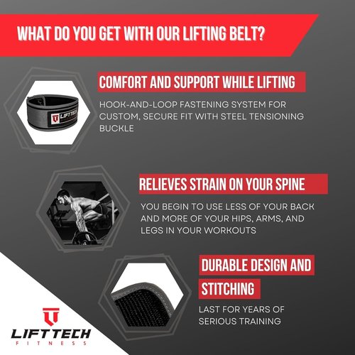 Lift Tech 5" Men's Foam Weightlifting Belt, Gray/Black