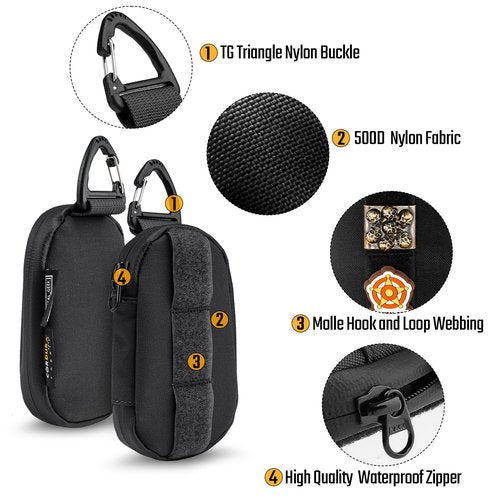 TACTICAL_GEEK Storage A7 EDC Key Bag Molle Pouch, Waterproof Zipper Wallet Car Key Case, Multipurpose Pocket Organizer, Unisex Tac Pouch with Patch Area for Daily Carry, Black