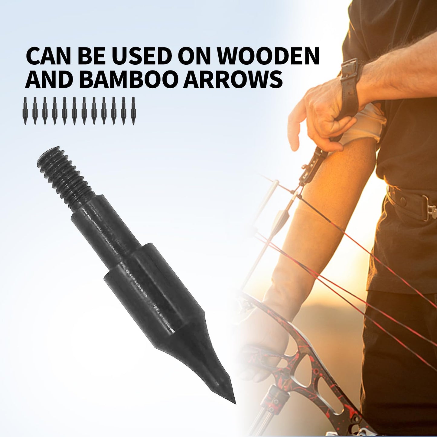 AREYCVK (12Pcs) Archery Points,100 Grains Archery Field Points,Archery Practice Hunting Arrow Tip for Recurve, Compound Bow Crossbow,Screw-in arrowheads