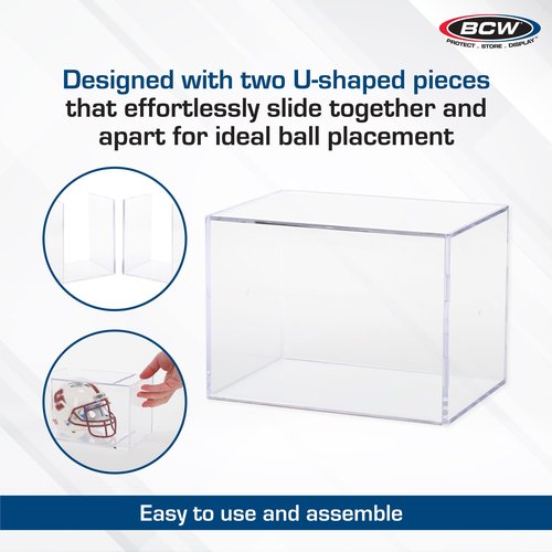 BCW Sports Showcases | Protective Memorabilia Holder with UV Resistance | Ideal for Sports Collectibles | Acrylic Display Cases for Autographed Balls and Mini Helmets (Mini Helmet - 1 Pack)