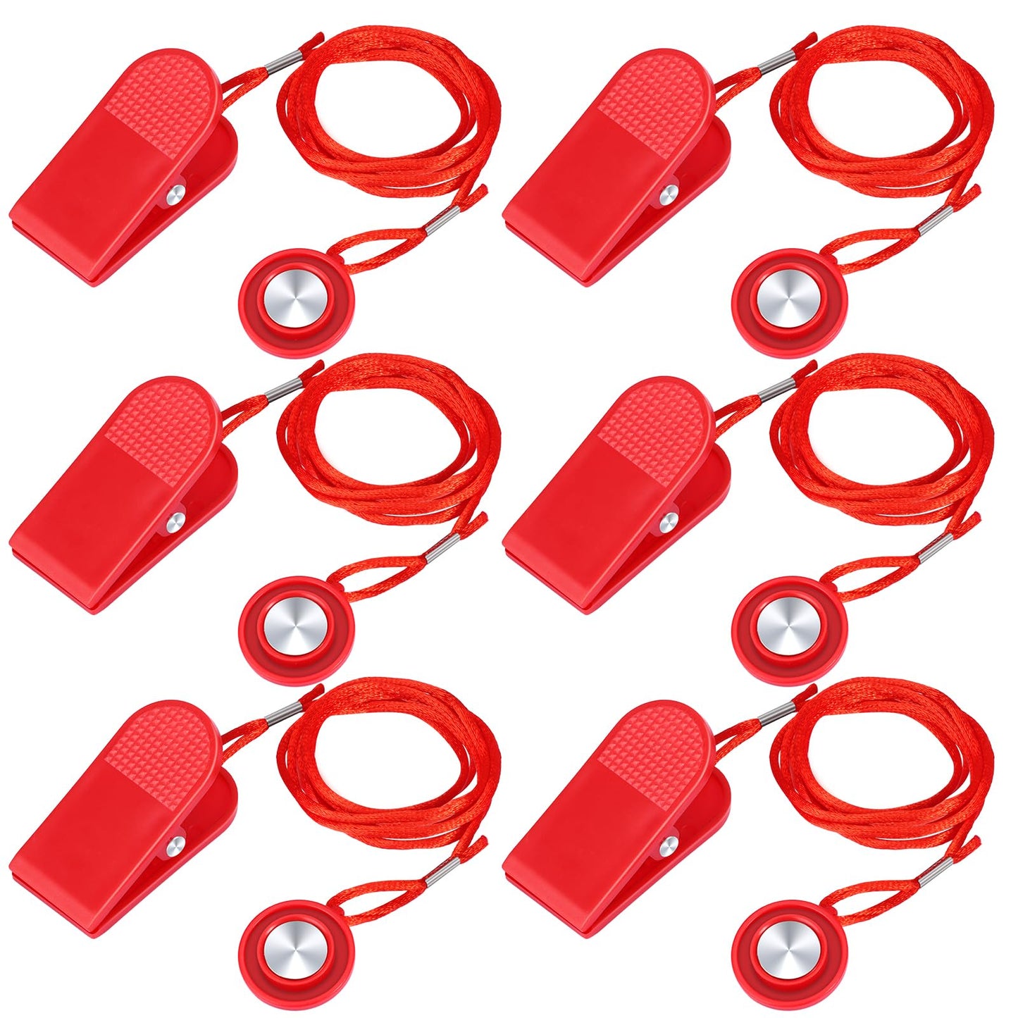 6 PCS Treadmill Magnet Safety Key, 1.1inch Universal Treadmill Magnetic Lock, Round Safety Key Replacement Compatible with Most Running Machines(Red)