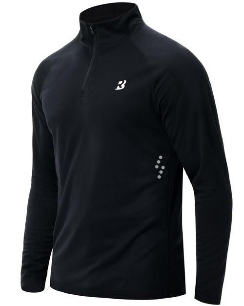 Roadbox UPF 50+ Long Sleeve Shirts for Men - Quarter Zip Pullover Quick Dry Rash Guard for Running Golf Fishing Workout Black