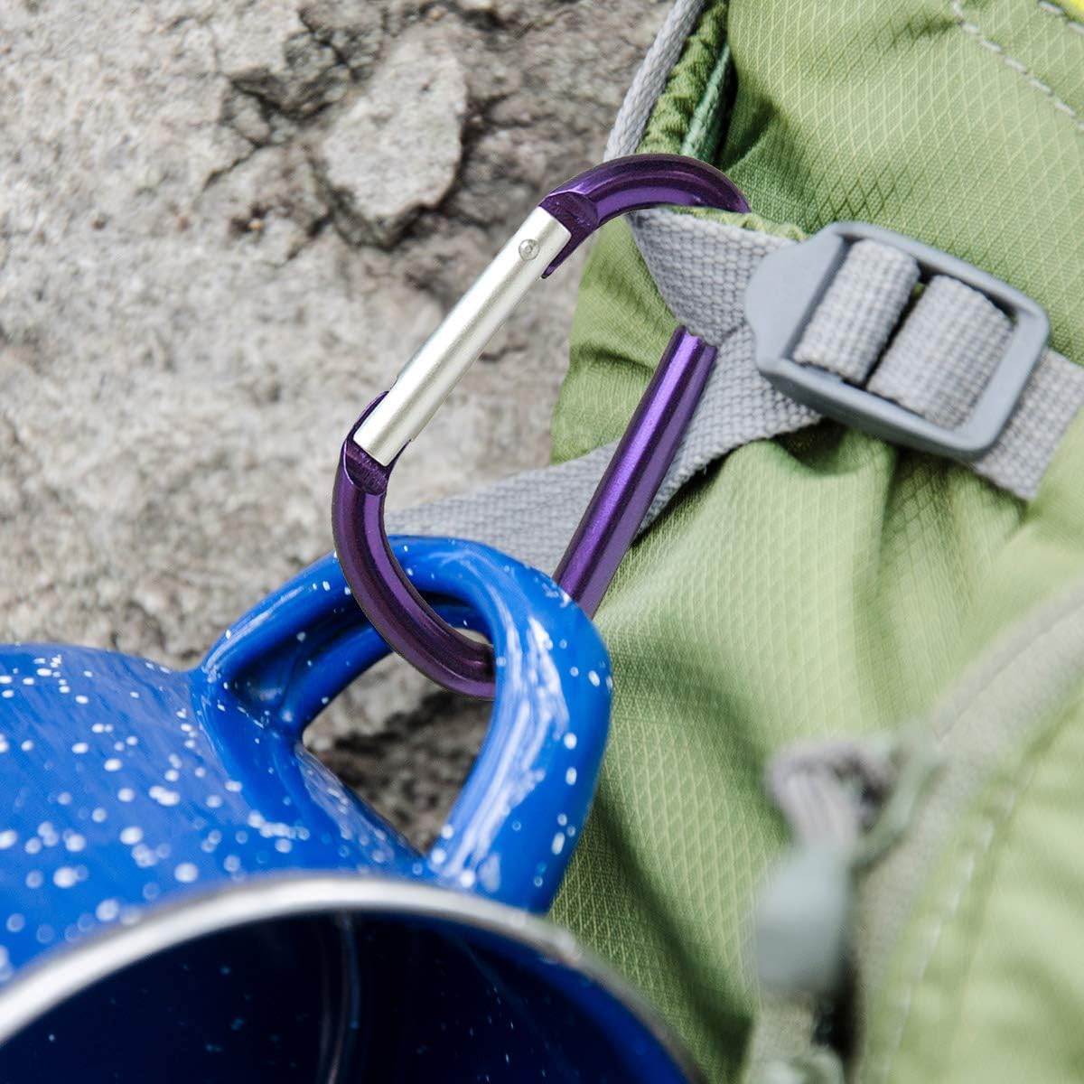 Lucky Line Aluminum Large 3-1/8" Carabiner Clip, 5 Pack, Snap-Link C-Shape Heavy Duty Key Chain, Nickel-Plated Key Ring, Light Weight and Durable