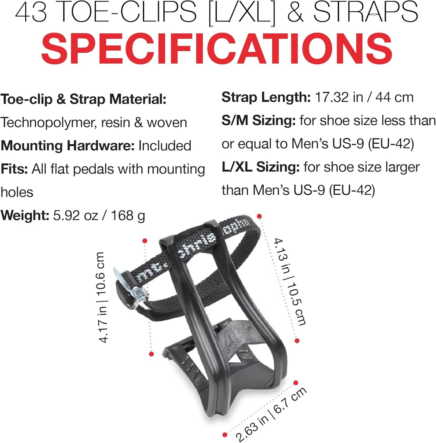 Zefal 43 Plus 515 XL Set Toe-Clip and Straps