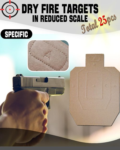 Zivosely 5 Set 25 Pcs Dry Fire Targets Cardboards in Reduced Scale, Cardboard Targets for Shooting Silhouette Simulation Style, Competition Torso Target Shooting Range Practice
