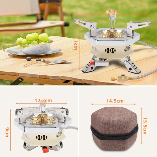 Portable Camping Gas Stove 11800W Wind Proof Foldable Camping Stove Backpacking Stove for Outdoor Hiking Picnic
