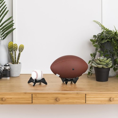 Cosmos 2 Pcs Ball Display Stand Holder Sports Ball Storage Desk Décor Rack, Reversible Holds Large or Small Ball for Displaying Basketball Soccer Football Rugby Baseball Tennis Golf Ball (Black)