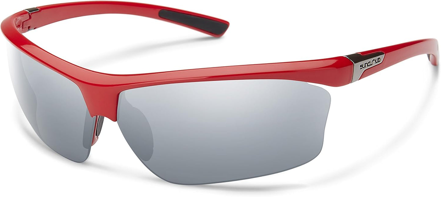 Suncloud Roadmap Sunglasses, Red Frame/Silver Mirror Polycarbonate Lens, One Size