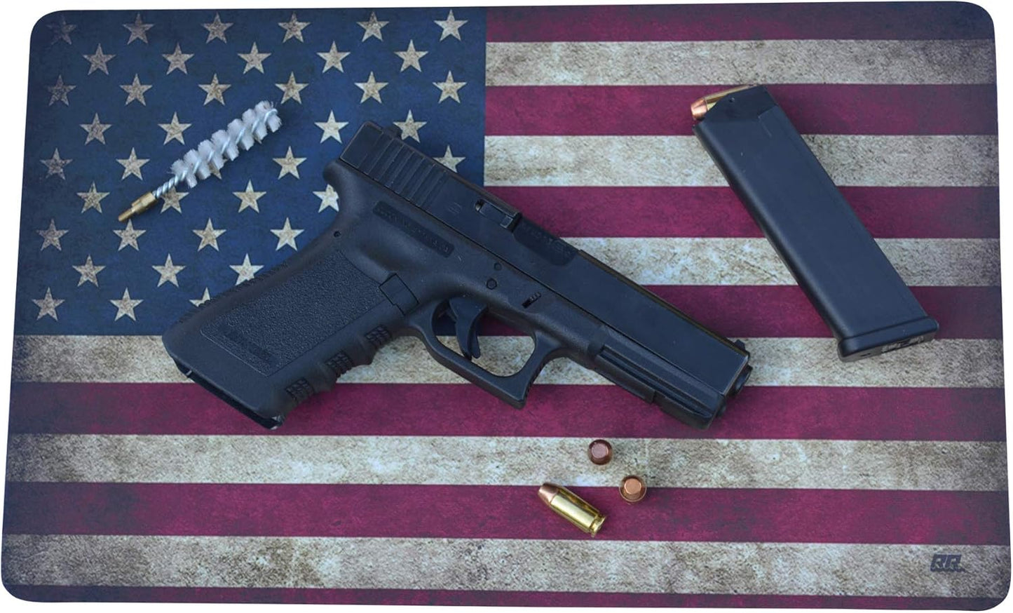 Rogue River Tactical Tattered USA American Flag Gun Cleaning Mat Bench Pad Gift for Gun Owner Patriotic
