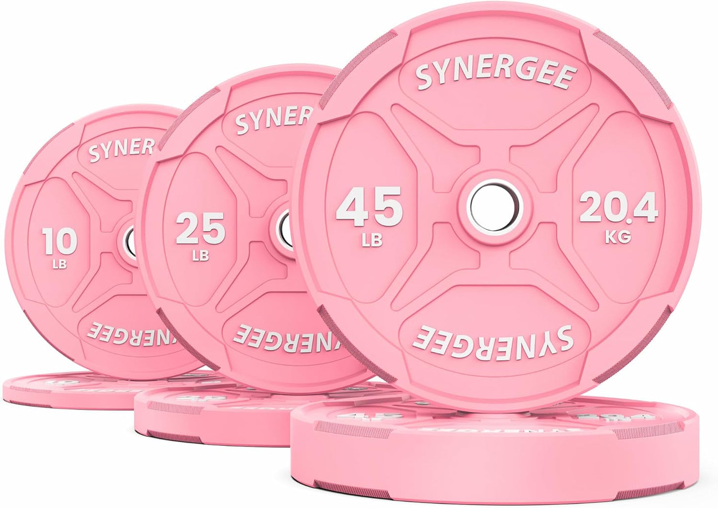 Synergee Bumper Plates – Durable Olympic Weight Plates, Low-Bounce Rubber for Strength Training, Powerlifting, and Functional Workouts.