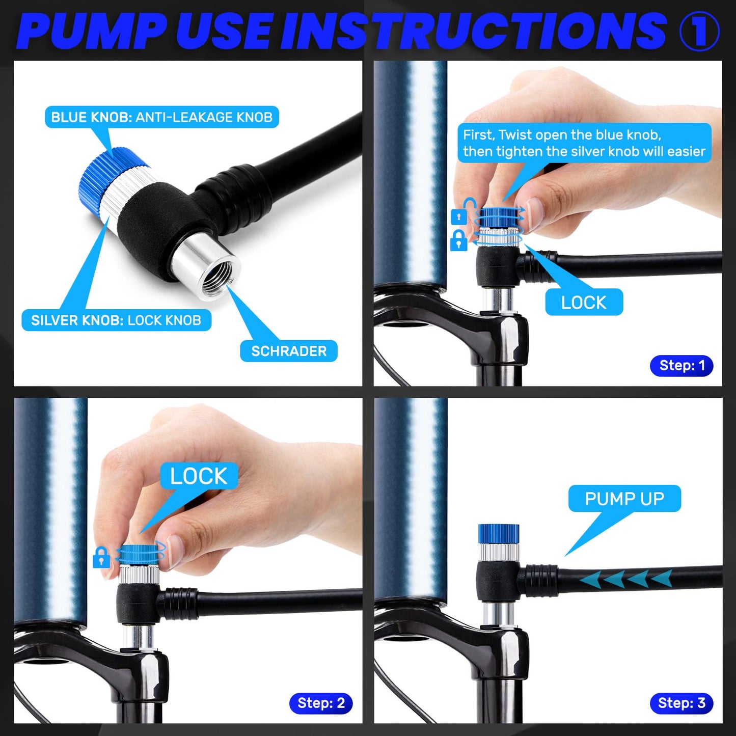 Gylbuz High Pressure Shock Pump: Bike Shock Air Pump with Gauge 400 PSI for Front Fork and Rear Suspension for Mountain Road Bicycle Fits Schrader Valve