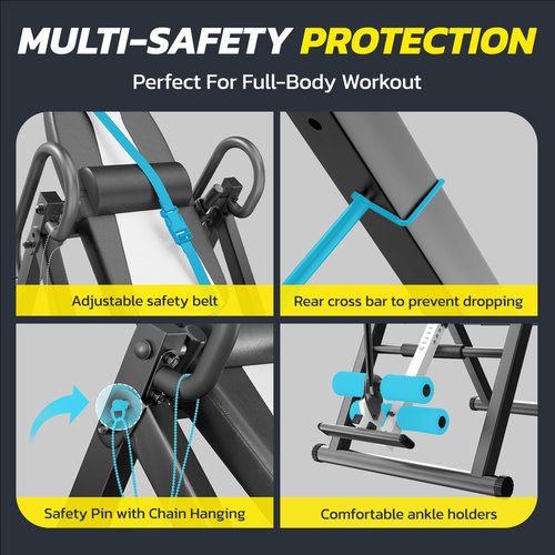 YOLEO Heavy Duty Inversion Table for Back Pain Relief with Adjustable Protective Belt 2023 Upgraded Inversion Foldable Heavy Duty up to 300 lbs