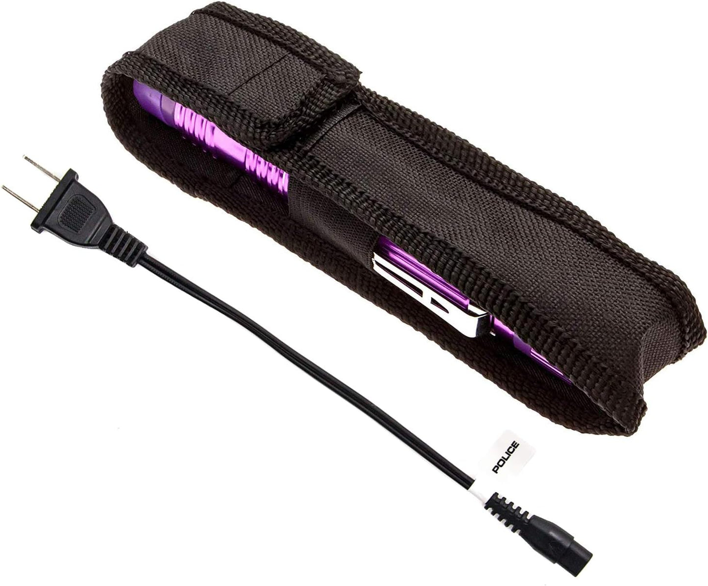 POLICE Stun Gun for Self Defense – M12 Aluminum High Voltage Mini Rechargeable with LED Flashlight, Compact & Heavy Duty – Personal Security for Women & Men – Purple