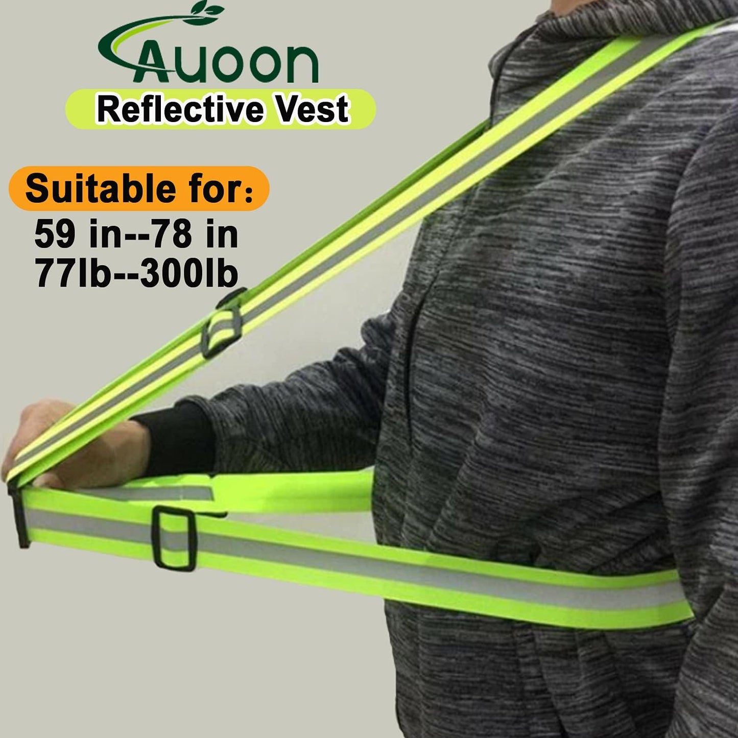 AUOON Reflective Running Vest,Reflective Vest Adjustable for Run,Cycle,Walk, Outdoor,Breathable Waterproof Lightweight