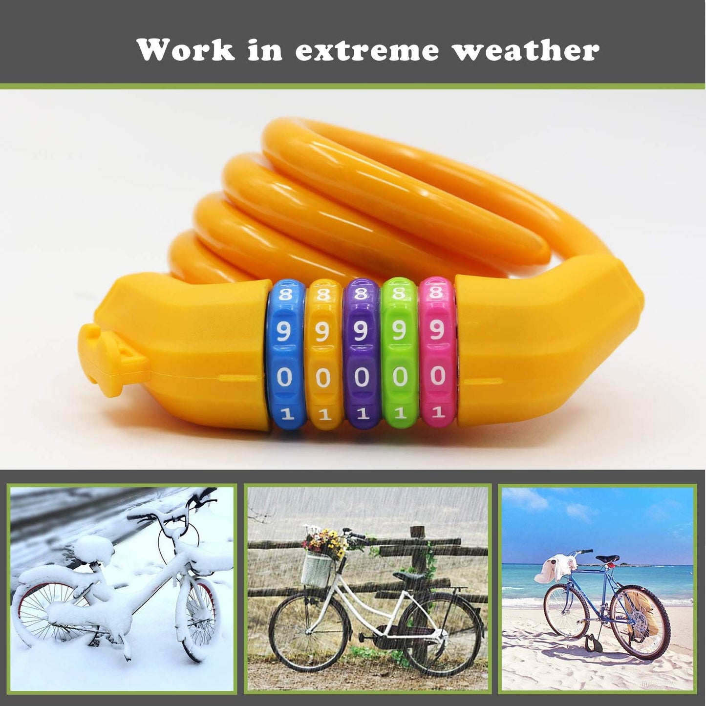 Sport Bike Lock Cable, 4-Feet Bicycle Cable Lock with 5-Digit Resettable Combination Bike Cable Lock Orange