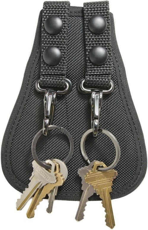 Hero's Pride Duty Belt Key Holder - Durable Ballistic Scabbard with Deluxe Metal Clip and Split Key Ring - Fits 2.25'' Tactical Belts for Law Enforcement