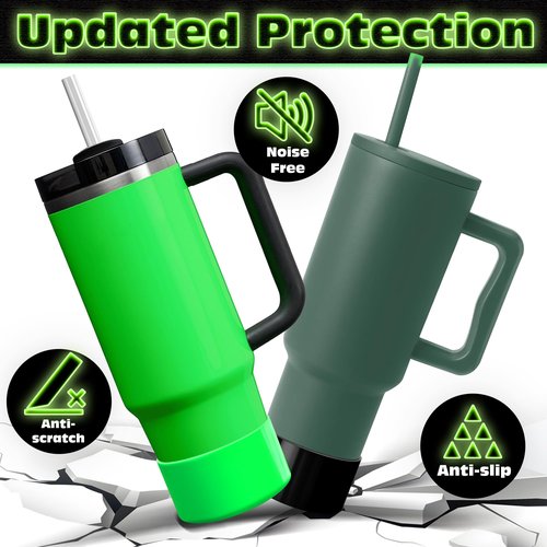 Vmini Protective Neon Boot for Stanley Cup 20/30/40oz, Compatible with Hydro Flask 12-24oz & Simple Modern 20-40oz, Silicone Sleeve for More Tumblers & Water Bottles of 2.8-2.95" Bottom, Neon Green