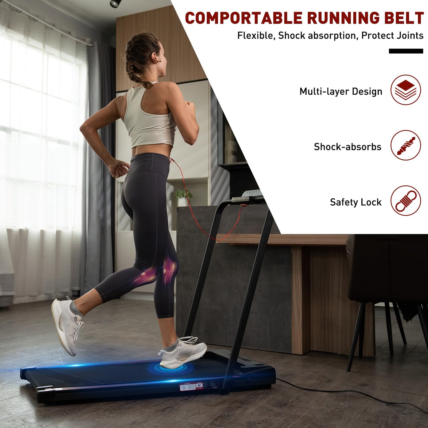 CITYSPORTS Folding Treadmill, 2 in 1 Folding Treadmill, Under Desk Folding Treadmill, Foldable Walking Pad with Handler, Running Treadmill