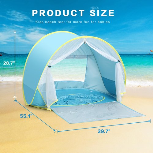 Senodeer Baby Beach Tent, Pop Up Play Tent for Infants, UV Protection Sun Shelter for Toddlers, Infant Portable Sun Shade