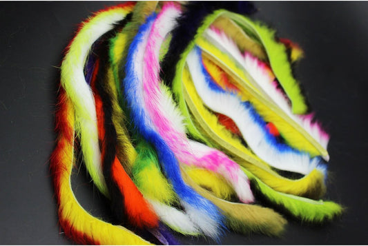 10 Colors Double Color Rabbit Zonker Strips 5/32" 4mm Width Steelhead Bass Streamers Fly Tying Materials