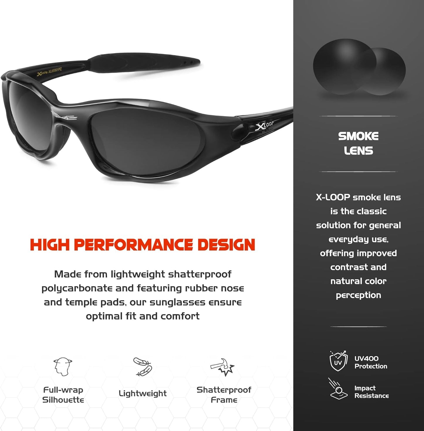 X LOOP Youth Sports Polarized Sunglasses for Boys Kids Teens Age 8-16 Baseball Wrap Around UV400 Glasses