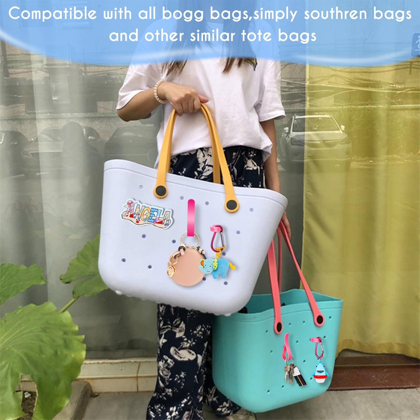 AIERSA Inserts Hooks Accessories for Bogg Bag,Charms Key Holder Carabiner for Bogg Bags,Pouch Earphone Tassel Keychain Holder Attachment Compatible with Simply Southern Rubber Beach Bags -Red