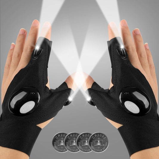 Mylivell Handsfree LED Flashlight Gloves, Fathers Day dad Gifts for Fishing dad, Camping Flashlight Gadgets for Men, Gloves with Lights for Working on Cars, Handy Mens Gifts, Mens Tools Gifts