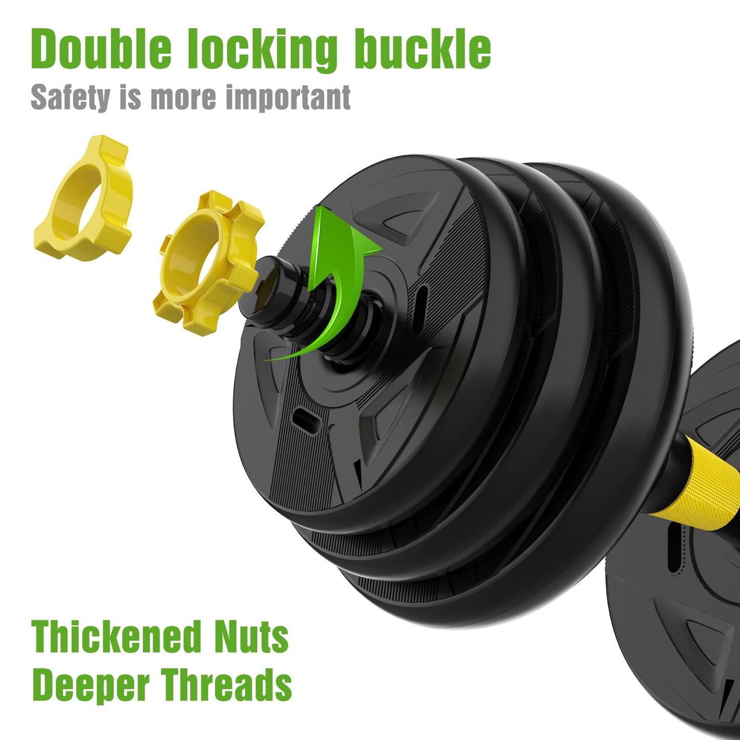 Adjustable Dumbbell Set, 44/66 lb Free Weight Dumbbell Barbell Set with Connectors, Converts to Barbell, for Home Gym Exercise, Women's and Men's Fitness Gear (44, Pounds)