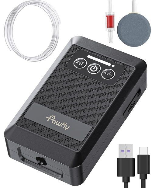 Pawfly Ultra Quiet Live Bait Aerator Electric Type-C Rechargeable Battery Air Pump for 5-20 Gallon Bait Bucket 25 GPH Portable Battery Powered Oxygen Pump Outdoor Fishing Power Outage