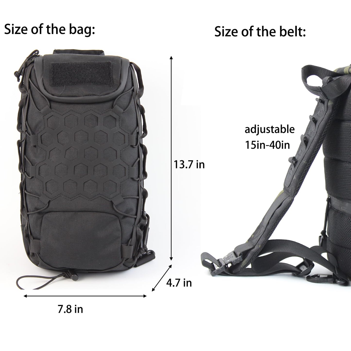 GGYCOB Tactical Sling Bag for Men Pack Military Rover Shoulder Bag Molle Assault Range Backpack Crossbody Chest Bag 1000D Nylon (black)