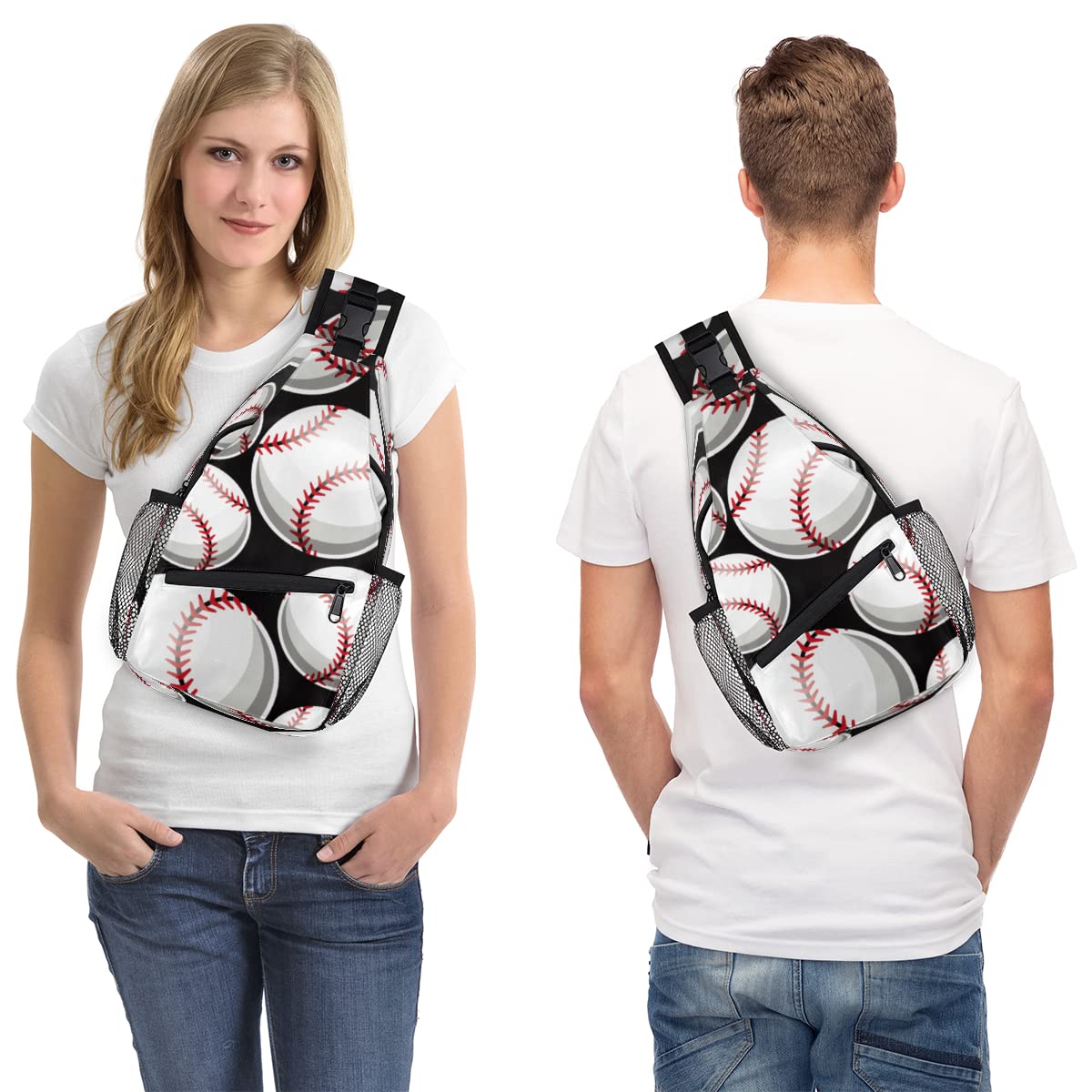 Baseball Softball Ball Sling Bag Crossbody Backpack Casual Chest Shoulder Daypacks For Cycling Hiking Travel