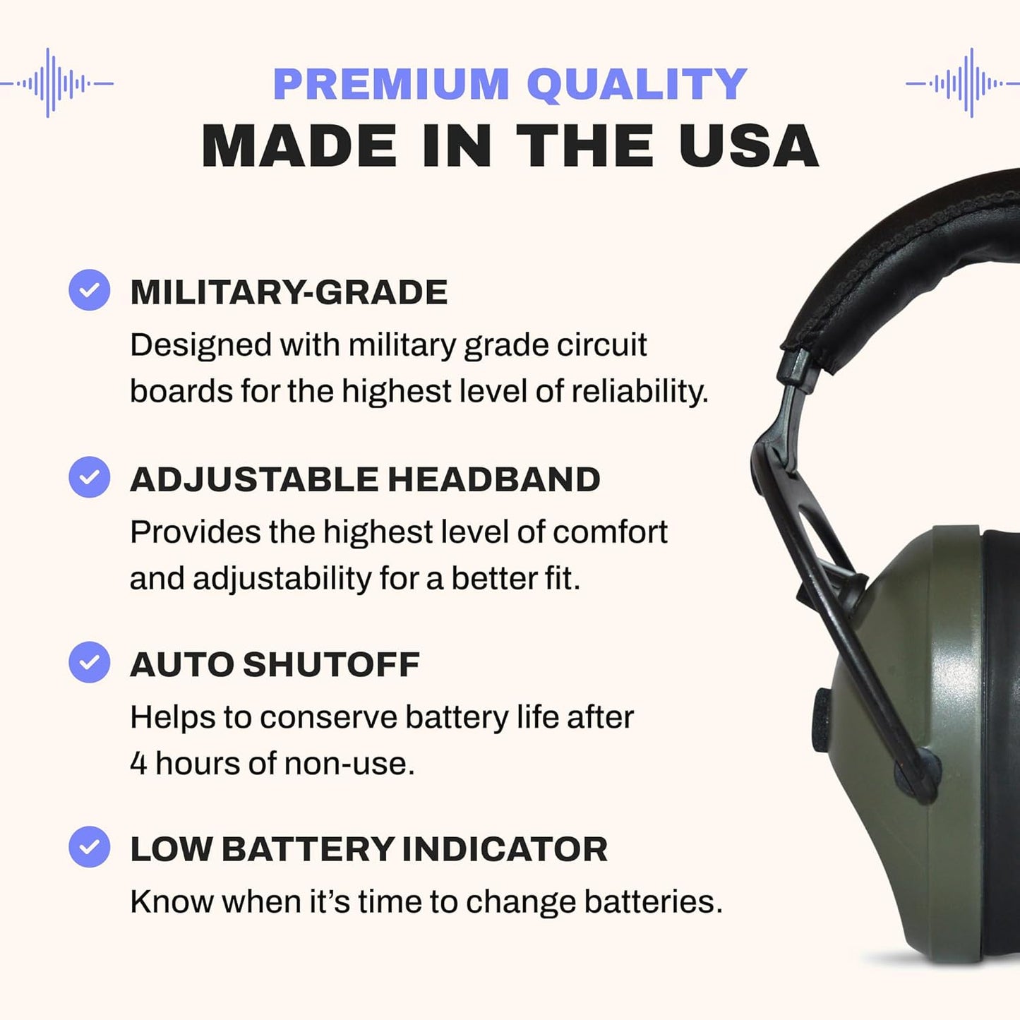 Pro Ears Gold II 26 Ear Muffs, NRR 26, Military Grade Hearing Protection w/DLSC Compression, Gel Ear Seals & Auto Shut Off