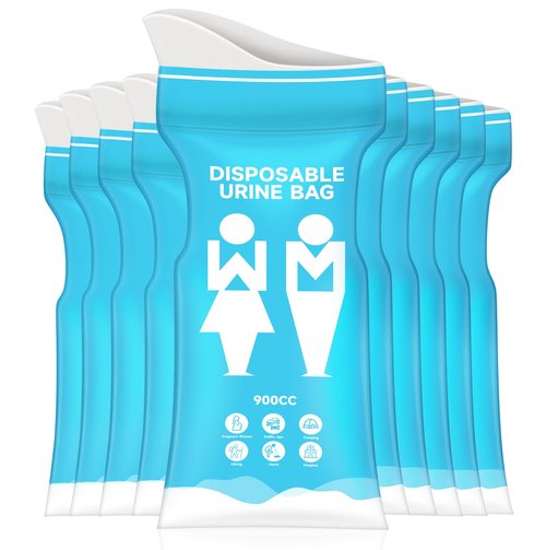 Ymiumre 10 PCS Disposable Urine Bag, 900ML Emergency Portable Pee Bags for Travel for Women/Men, Emergency Urinal Bag for Camping, Traffic Jams, Pregnant, Patient, Kids