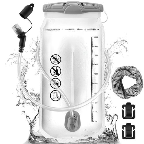 CHERAINTI Hydration Bladder - 2L Water Bladder for Backpack, Large Opening Leak Proof 2 Liter Water Reservoir Storage Bag, Hydration Pack Replacement for Outdoor Hiking Camping Cycling Running