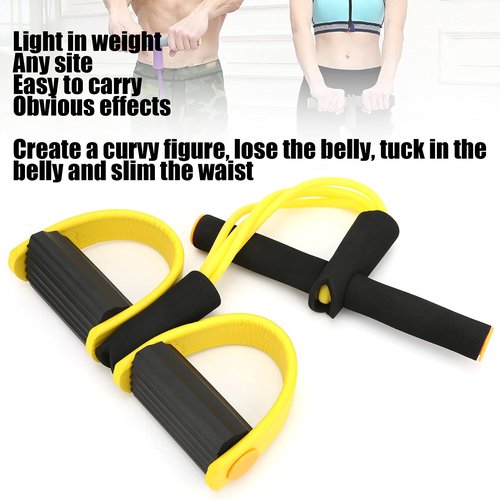 Multifunctional Tension Rope, Resistance Band with Foot Pedal, 2 Tubes Elastic Yoga Pedal Puller Resistance Band for for Abdomen/Waist/Arm/Leg Stretching Slimming Training