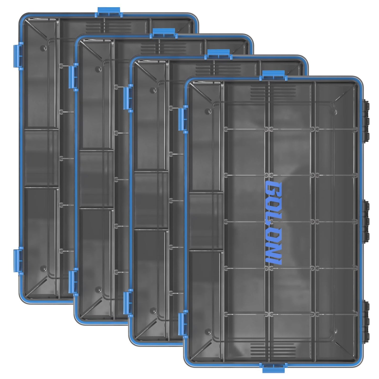 Goloni 3700 Tackle Box Waterproof,Fishing Gifts for Men,Plastic Organizer Box with Adjustable Dividers 4 Packs