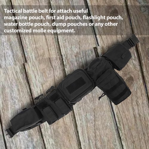 YAKEDA MolleTactical Belt for men-Battle Belt Duty Belt Law Enforcement Utility Belt Police Belt Set 5 PCS (Black)
