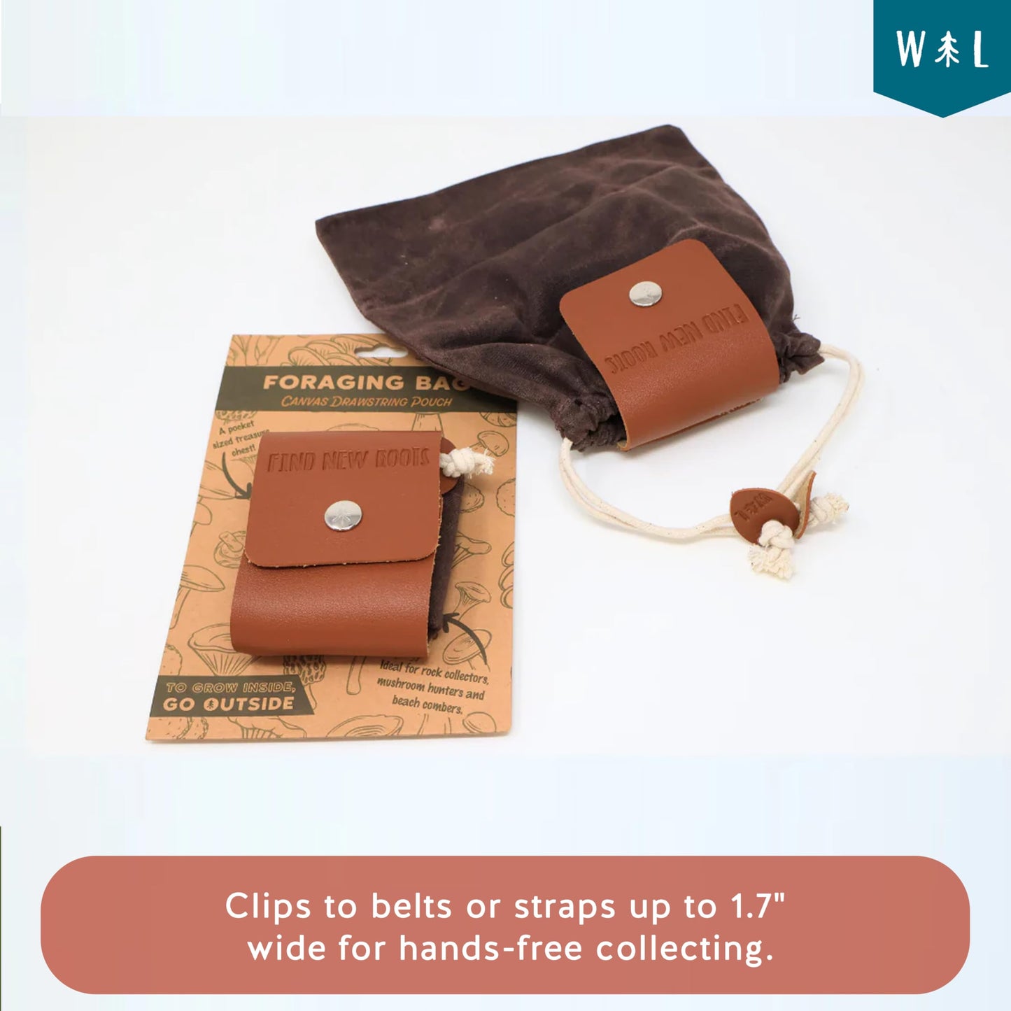 Foraging Bag Outdoor Water-Resistant Waxed Canvas Carrying Bag with Two Sturdy Belt Snaps for Collecting Rocks Plants Shells and More!