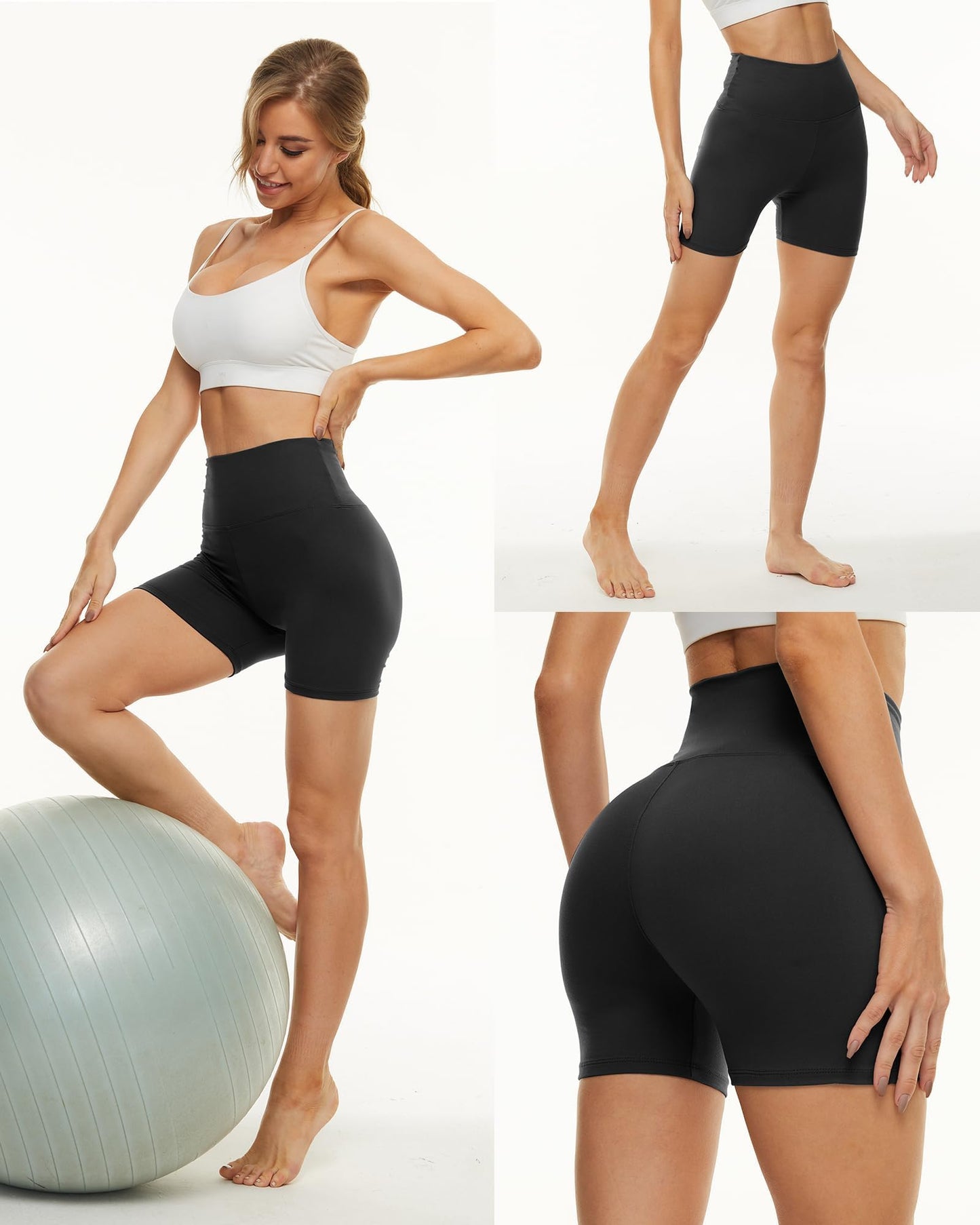 NexiEpoch 2 Pack Biker Shorts for Women - 3"/5"/8" Booty Volleyball High Waisted Black Spandex Shorts for Yoga Dance Workout