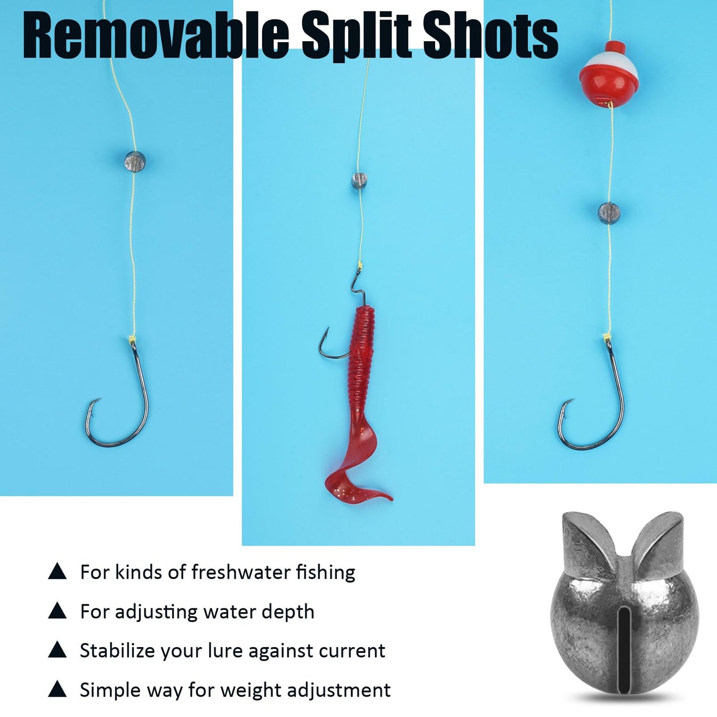 Fishing Weights 100pcs Lead Split Shot Fishing Sinkers Clip on Removable Fishing Line Weight Round Egg Sinker Bass Fishing Freshwater (3g-100pcs)