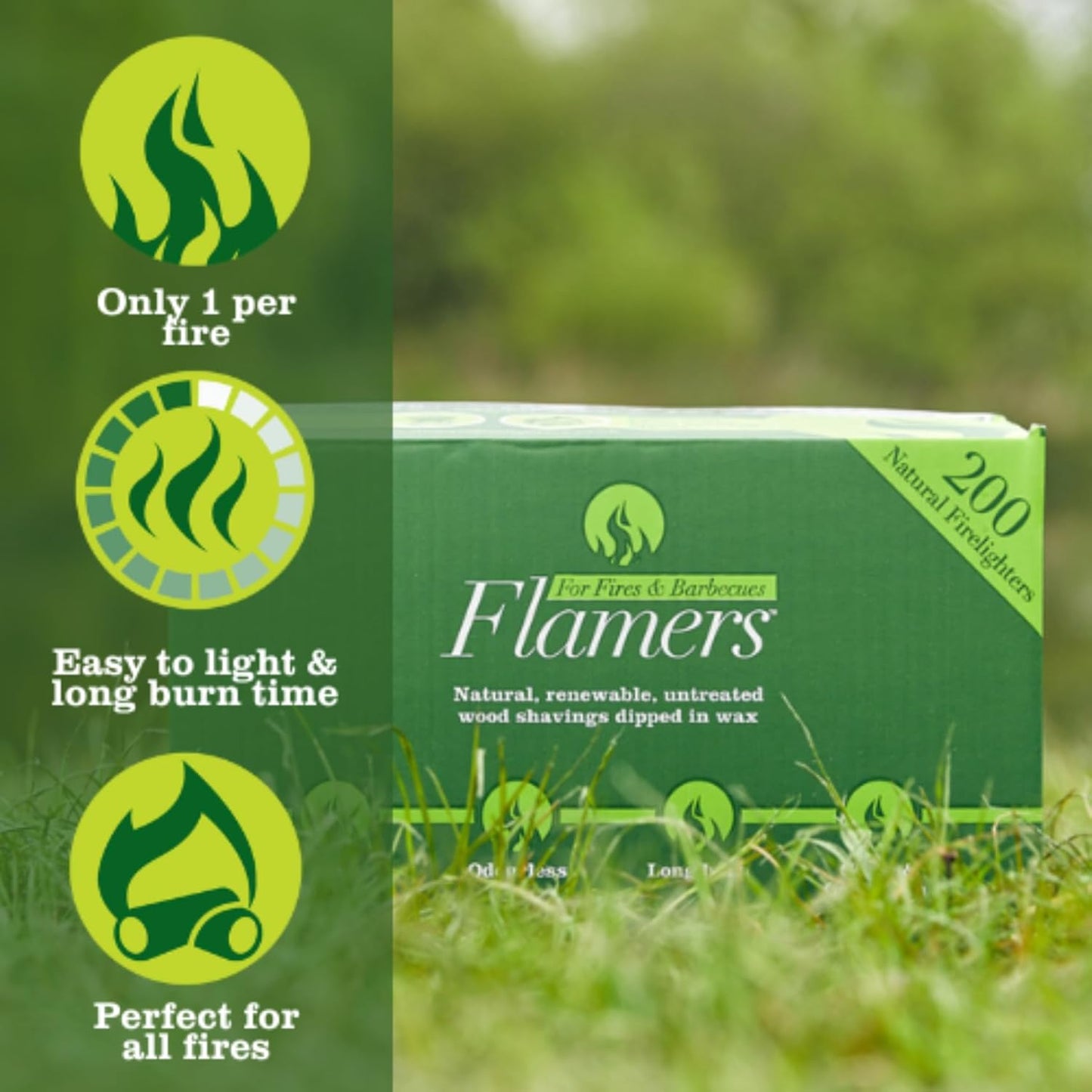 Flamers 24 pcs Fire Starter - Natural Fire Starters for Fireplace, Pellets Wood Stove, Fire Pit, Smoker, BBQ, Chimney, Pizza Oven - Firestarter for Campfires, Outdoor Camping, Grill Charcoal Starter