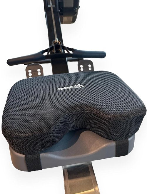 TreadLife Fitness Universal Rowing Machine Seat Cushion | Designed for Concept 2 Rowing Machines, Compatible with All Rowers | Extra Thick 3" Memory Foam with Adjustable Strap Black