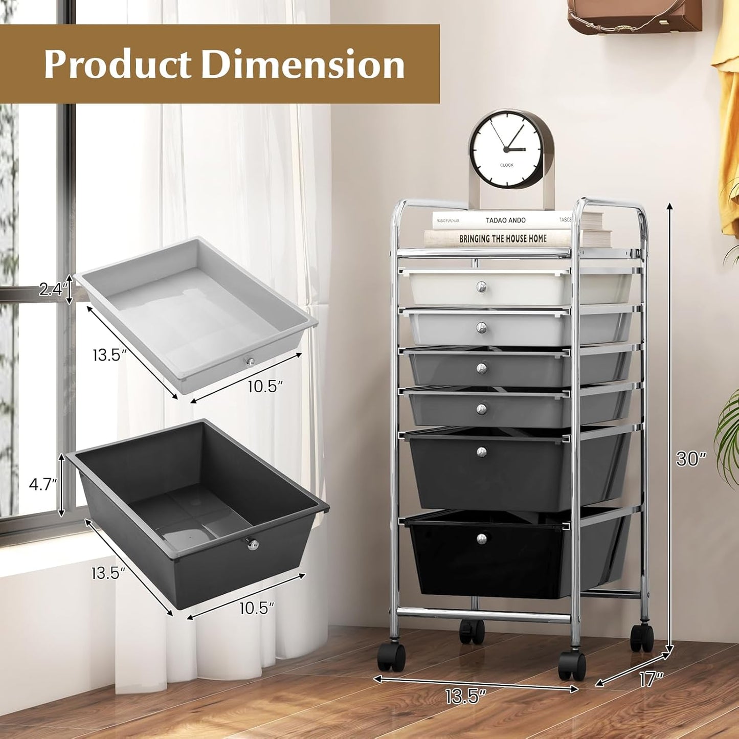RELAX4LIFE 6-Drawer Rolling Storage Cart - Classroom Organization on Wheels w/Removable Plastic Drawers, Mobile Art Craft Cart for School Paper Home Office, Utility Cart with Drawers (Macaron)