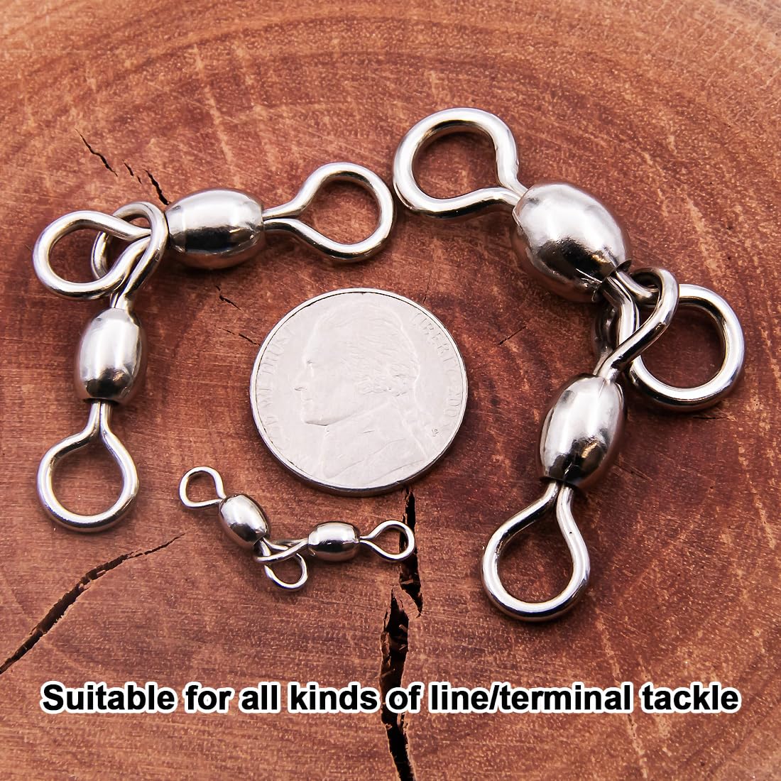 9KM DWLIFE 3 Way Stainless Steel Crane Swivels Fishing Barrel Swivels Fishing Tackle Catfish Rig Swivels Fishing Line Connector for Saltwater Freshwater-6 * 7# 25pcs